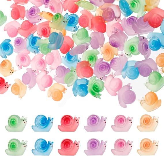 Luminous Resin Snails Miniatures Mini Resin Snails Glow in the Dark Snail Figure Mini Resin Snails Figures Luminous Miniature Snail Figures Decorative Snail Decoration Pack of 100