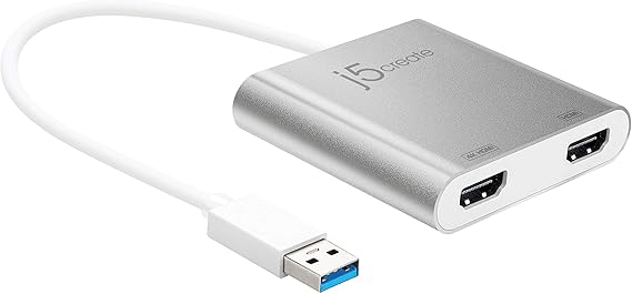 j5create USB to HDMI Adapter - Dual HDMI USB 3.0 Multi-Monitor Cable