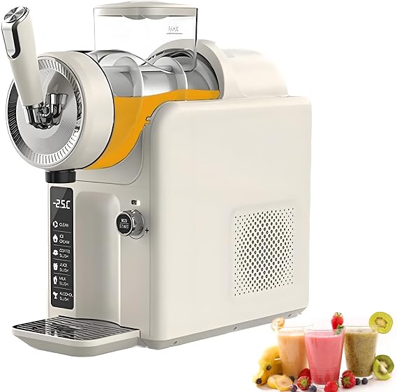 Slushie and Soft Serve Machine with LED Display and 360° Rotation for Cocktails and Milkshakes