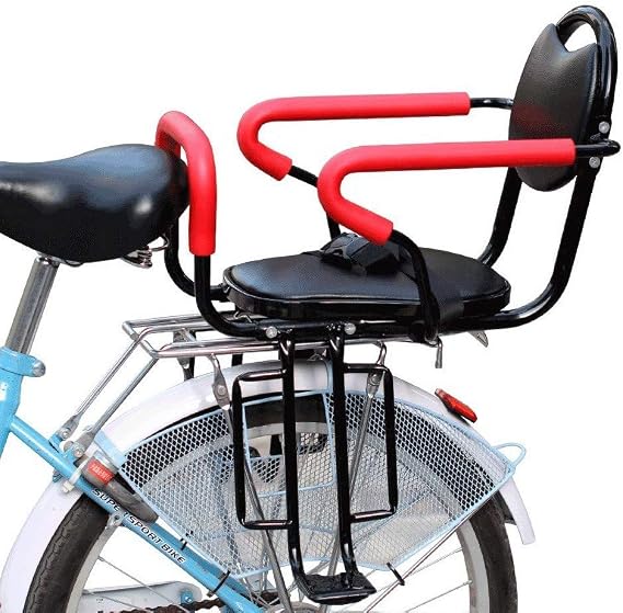 Bicycle Child Seat, Removable Bicycle Back Seat, Children's Console with Non-Slip Armrests and Pedals, Padded Seat Belt for 2-6 Year Old Child Seat