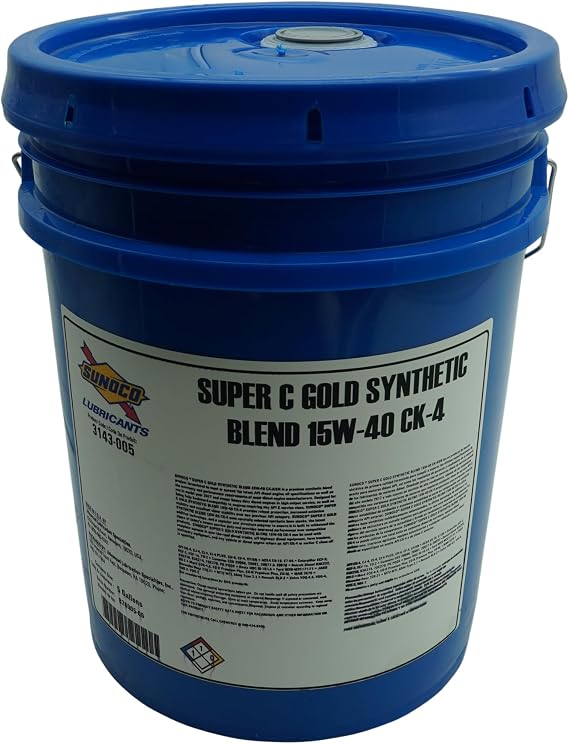 SUNOCO 3143-005 (3143) Super C Gold 15W-40 Synthetic Blend Diesel Engine Oil 5 Gallon Pail API CK-4