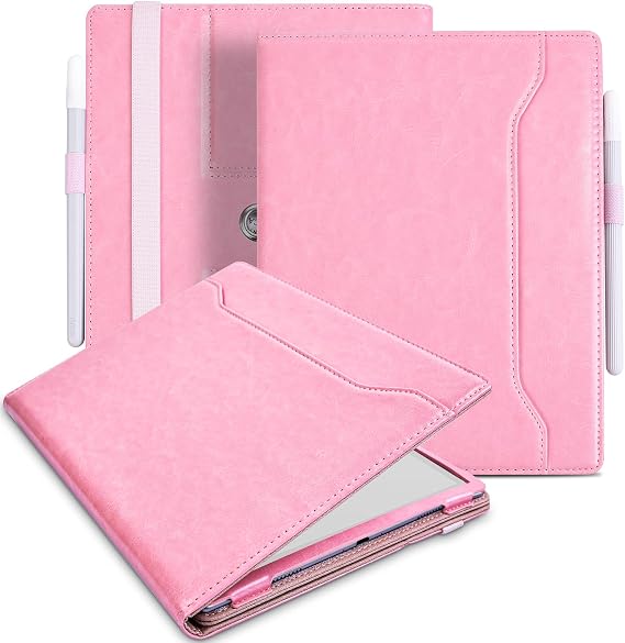 E NET-CASE Case for Onyx Boox GO 10.3" ePaper, New Upgraded Design 360 Degree Rotating Stand Cover with Pen Holder/Hand Strap & Auto Sleep/Wake (Pink)