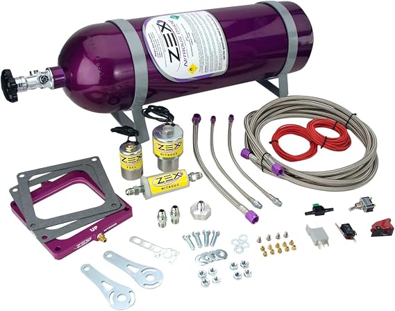 ZEX 82311B Race Square Flange Perimeter Plate Blackout Nitrous System w/ 10 lb Black Bottle
