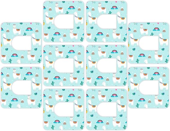 Omnipod Adhesive Patch Precut Patterned Design Adhesive Patches with Split Backing, Easy to Apply x 10 Pack (Llama)
