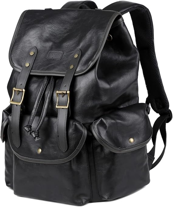 Baosha Vegan Leather 15.6 inch Laptop Backpack Hiking Camping Backpack Satchel Bookbag Travel Business Casual Backpack CN-01