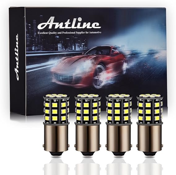 Antline 1156 1141 1003 7506 BA15S LED Bulbs White, 12-24V Super Bright 1000 Lumens Replacement for RV Camper Interior Lights, Backup Reverse Lights, Tail Brake Lights, Turn Signal Lights (Pack of 4)