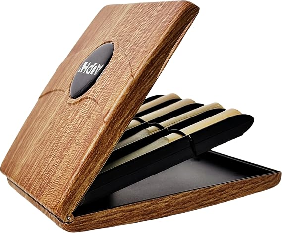 Natural Woodgrain Reeds Case for Clarinet & Saxophone,Holds 8 Traditional Reeds for Alto/Bb Clarinet and Soprano/Alto/Tenor Sax,PC Material,Reeds Not Included