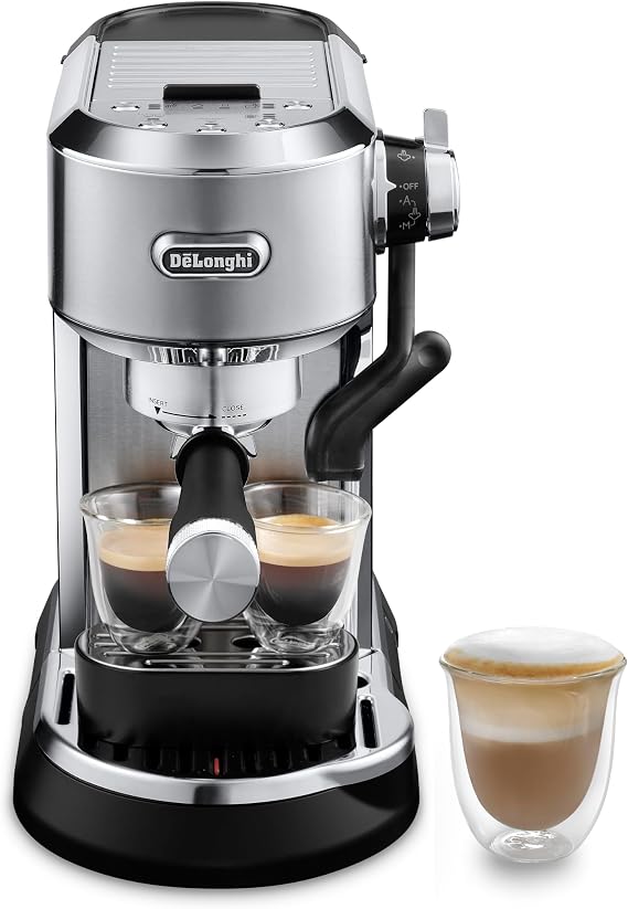 De'Longhi Dedica Maestro Plus Espresso Machine, Automatic Steam Wand, 3 Coffee Temp & Milk Foam Settings, 54oz Removable Tank, Easy-to-Clean