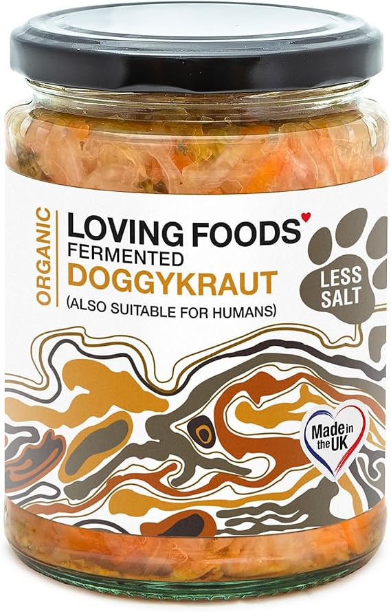 Loving Foods *Organic & Made in the UK* Doggykraut - Sauerkraut for Dogs - (475g) Raw, Unpasteurised & Bursting with Beneficial Live Bacteria (1 x Jar)