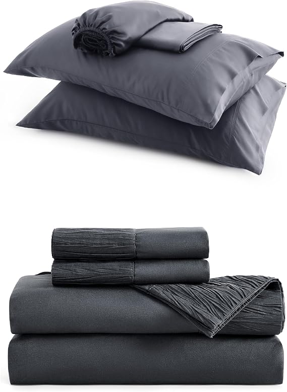 Bedsure Cooling Sheets King Bundle King Size Sheets Grey