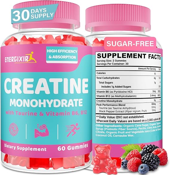 Creatine for Women, Creatine Gummies for Women - 60 Creatine Gummies