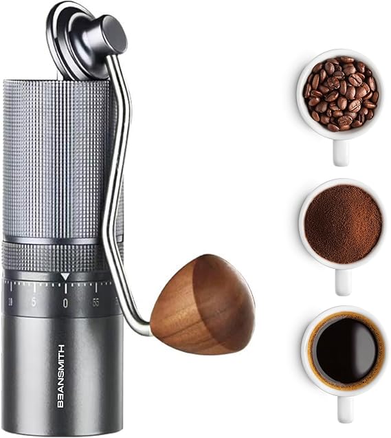 M1 Manual Coffee Grinder 7 Star Stainless Steel Conical Burr, 60 Clicks External Adjustment, 30g Capacity : Portable Burr Grinder for Espresso, French Press, Turkish, Cold Brew
