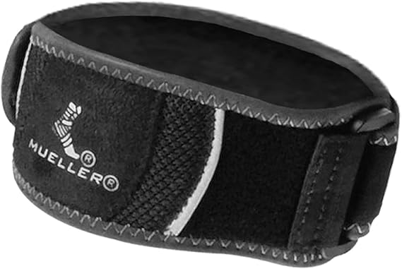 MUELLER Sports Medicine Hg80 Premium Tennis Elbow Support Strap, Elbow Pain Relief Brace For Men and Women, Black,