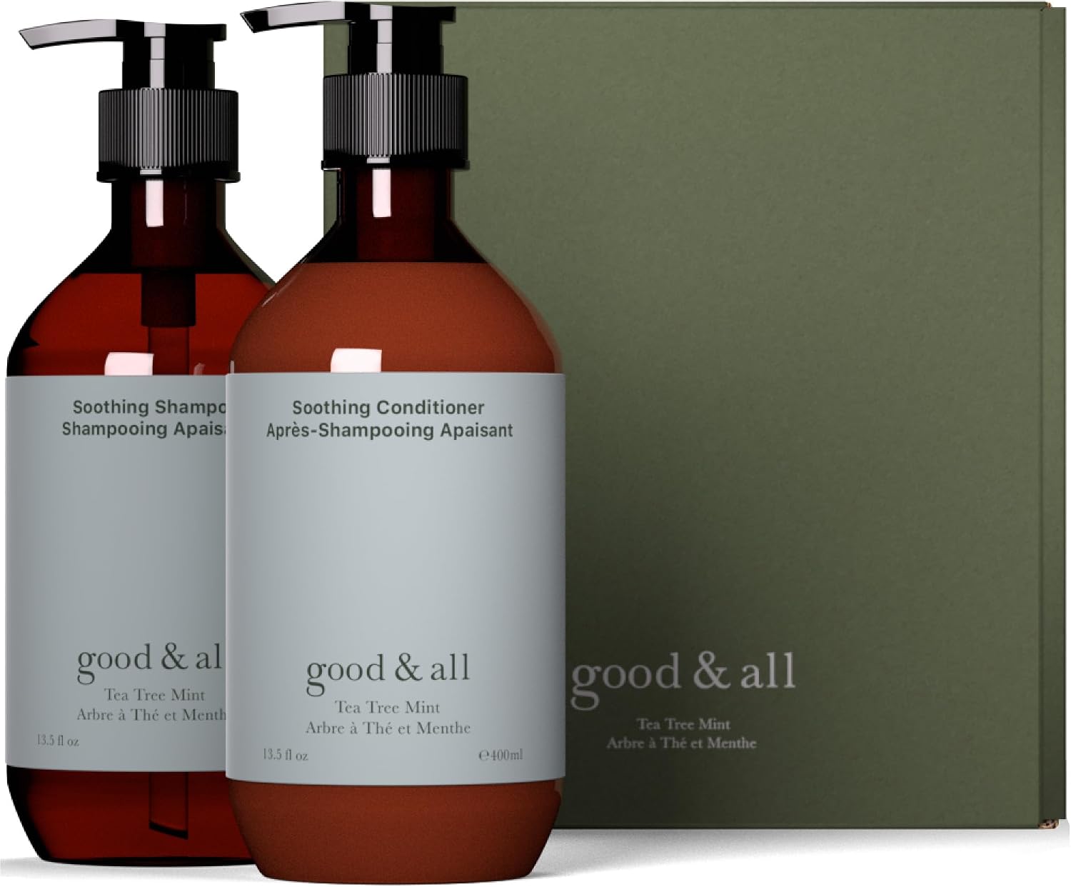 good & all Tea Tree Anti Itch Shampoo & Conditioner Set for Dry Itchy Scalp - Sulfate Paraben Silicone Free, Vegan, Natural, Peppermint, Color Treated Hair - Itching Relief for Women & Men 400ml