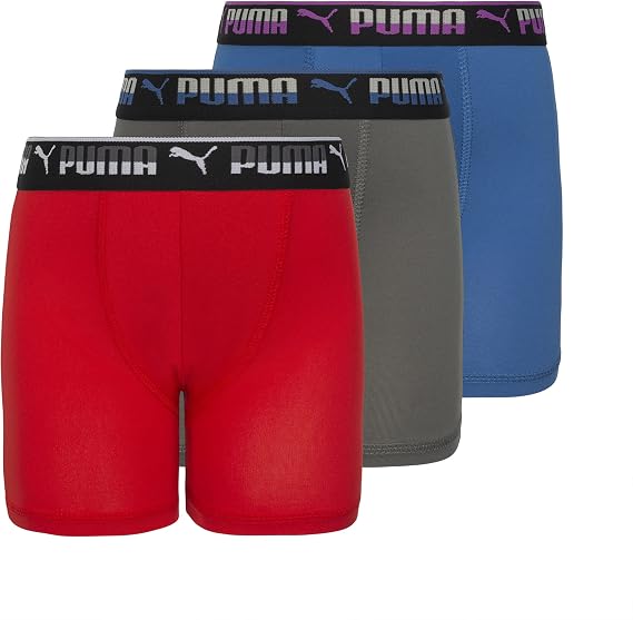 PUMA Boys' 3 Pack Performance Boxer Brief