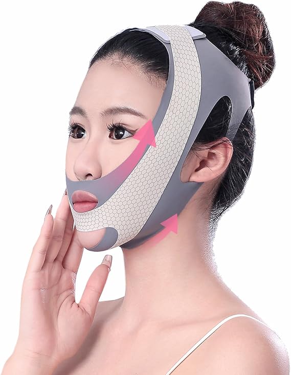 Reusable V Line Face Mask, Soft Face Chin Up Tape, Chin Strap Double Chin Eliminator V Line Lifting Mask for Women Double Chin Strap Face Slimming V Shaped Belt for Women and Men