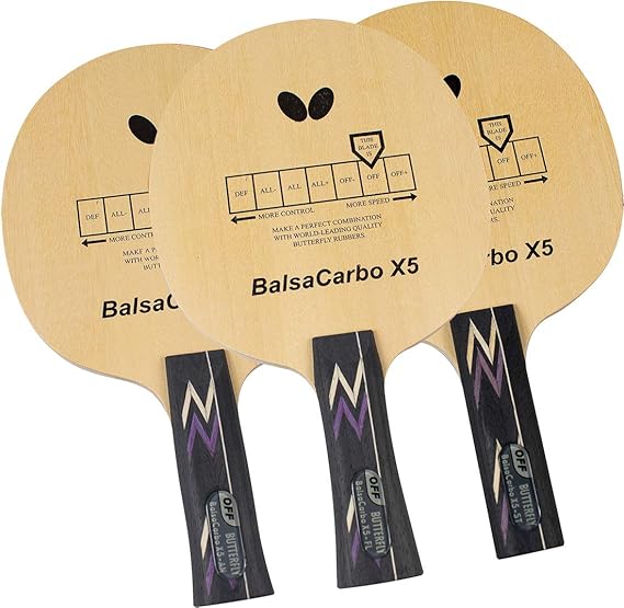 Butterfly Balsa Carbo X5 Table Tennis Blade - Balsa Wood Blade with 2 Carbon Plies - Offensive Attacking Blade - Professional Butterfly Table Tennis Blade - Available in AN, FL, and ST handle styles