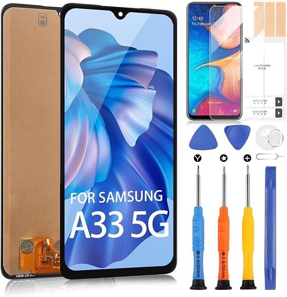 Screen Replacement for Samsung Galaxy A33 5G LCD Display A336 Digitizer SM-A336E SM-A336B Screen LCD Touch Full Assembly with Repair Kit(Black,6.4 inch)