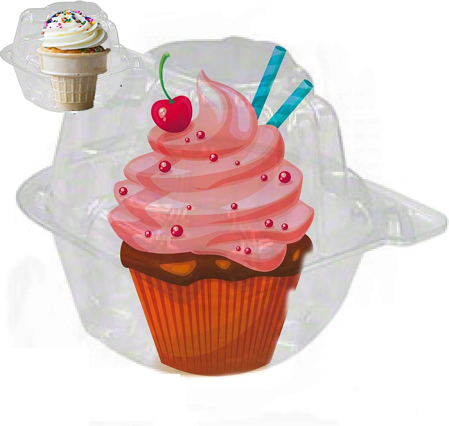 40 jumbo individual cupcake containers large Strong Quality Clear individual Cupcake Muffin Containers plastic disposable single Compartment cupcake container individual jumbo cupcake container