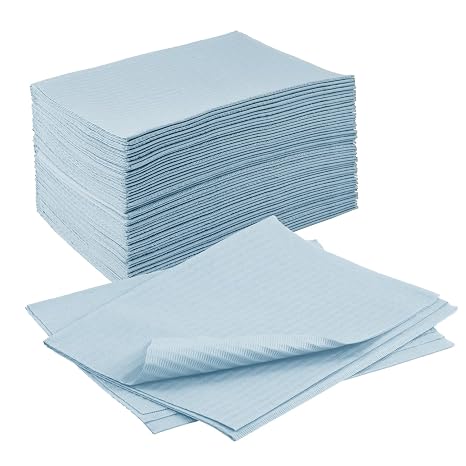 Dental Bibs (Blue) - 500 Pack Adult Disposable Bibs for Dentist, Tattooing - 13" x 18" Black - 3-Ply Waterproof Medical Sheets for Piercing, Tattoo Table Station, Nail Techs, Patient Hygiene