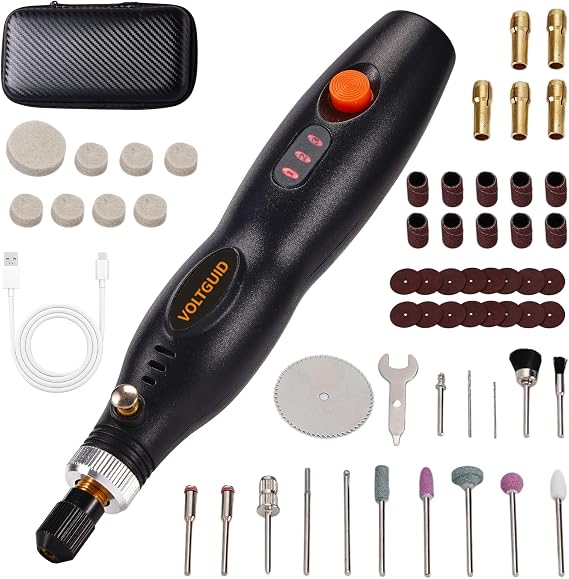 Mini Cordless Rotary Tool Set - USB Rechargeable Rotary Tool with 76 Accessories, 3-Speed Settings, Multi-Purpose for Grinding, Polishing, Drilling, Carving & Cutting (black)