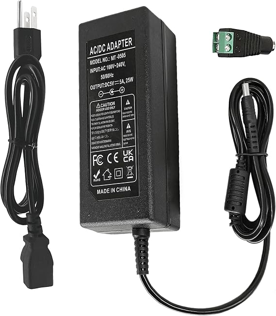 5V 5A DC Power supply Adapter AC to DC 5Volt 5A 3A 2A 1A Power Adapter Converter 5V Power Supply Switching Transformer 5.5X2.5mm US Plug for WS2811 WS2812 LED Pixel Strip Light CCTV Camera