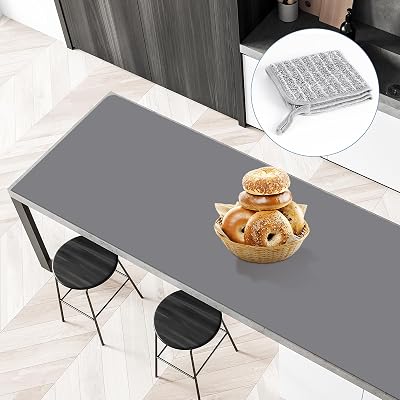 47  23.6 Silicone Mat, Heat Resistant Mats for Countertop, Cuttable Waterproof Kitchen Counter Protector Mat, Nonstick Waterproof Craft Table Placemat Gray
