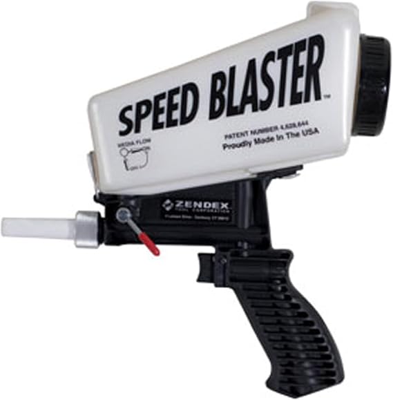 Zendex Tool - SpeedBlaster Portable Media Blaster in White - Handheld Sand Blaster Gun Kit for Air Compressor - Extended Use Fast and Powerful Sandblasting Gun