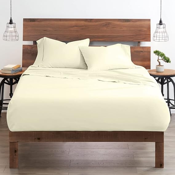 My-Giza-Dream-Sheets-&-Pillow-Set, Split King 100% Giza-Egyptian-Cotton Dreams Sheet Long Staple Cotton Sateen Weave Soft Feel, 16" Deep-Pocket My Giza Pillow & Sheets - [Split King 5PCs, Ivory]