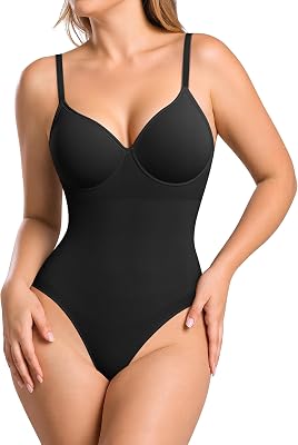 BRABIC Shapewear Bodysuits for Women Tummy Control Shapewear Seamless Backless V-Neck Tops with Built-in Bra