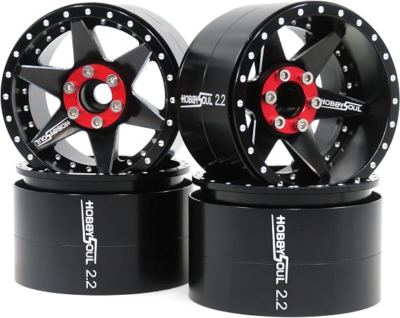 HOBBYSOUL RC Adjustable 4 Offsets 2.2 Wheels Wide 40mm, Negative Offsets 2.2 Beadlock Rims Black color For 1/10 Crawler Gen8 Everest gen 7 Pro / SCX10 Capra Wraith / TRX4, (4-Pack)