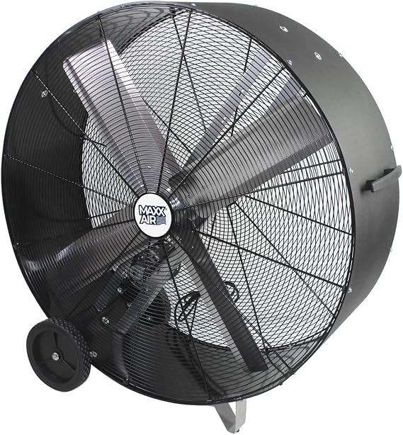 Maxx Air 48" Barrel Fan High Velocity Industrial Belt Drive | Heavy Duty Dent Resistant Metal Design | Best for Commercial, Warehouses, Shops and Garage Use | 18,000 CFM