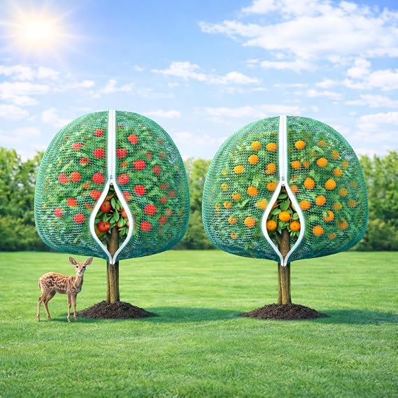 2 Pack Fruit Tree Shade Netting with Zipper & Drawstring, 50% Sunblock