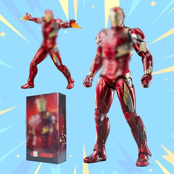 LonullyMege 7 Inch MK46Ironman Action Figure All Joints Movable Metal Painting Model Toy|10th Anniversary 1/10 Scale Collectible Gift with Lots of Accessories