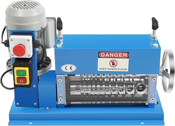 Electric Wire Stripping Machine 370W Automatic Cable Stripper 11 Channels 1.5MM-38MM, Portable Wire Stripper with 10 High Speed Steel Blades Dual Use for Copper Recycling Workshop