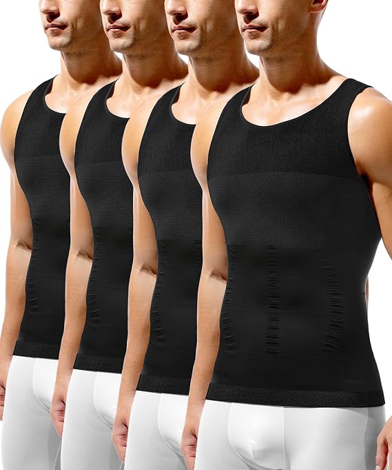 Casey Kevin 4 Pack Compression Shirt Men Slimming Body Shaper Tank Top