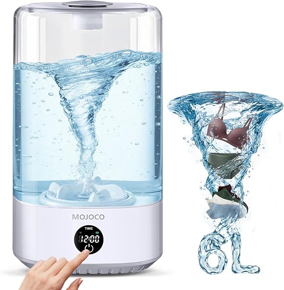 Mojoco Mini Washing Machine - 6L Small Portable Washing Machine with 3 Wash Modes for Underwear, Socks & Baby Clothes - Rechargeable Countertop Mini Washer for Dorms, Hotels, Travel & Camping