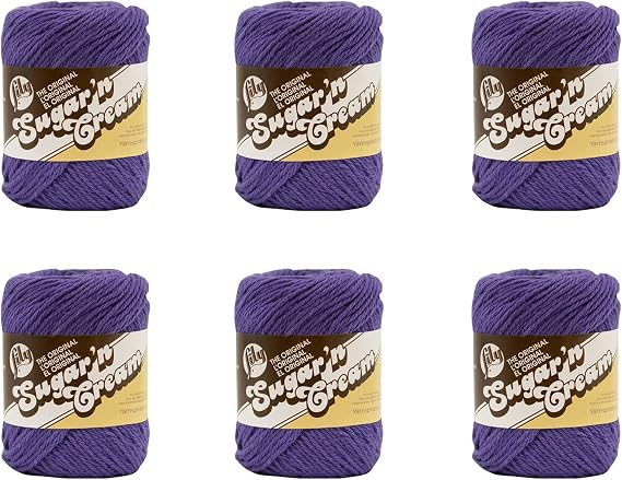Lily Sugar'N Cream Grape Yarn - 6 Pack of 71g/2.5oz - Cotton - 4 Medium (Worsted) - 120 Yards - Knitting/Crochet
