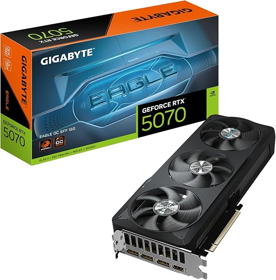 Gigabyte GeForce RTX 5070 EAGLE OC SFF 12G Graphics Card - 12GB GDDR7, 192bit, PCI-E 5.0, 2587 MHz Core Clock, 3 x DP 2.1b, 1 x HDMI 2.1b, NVIDIA DLSS 4, GV-N5070EAGLE OC-12GD
