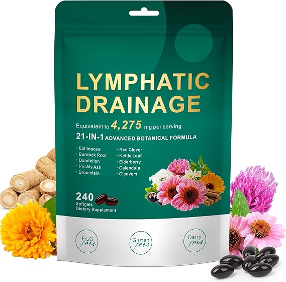 Lymph Cleanse Detox Softgels, Lymphatic Drainage for Men and Women