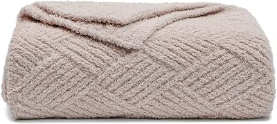 bearberry Super Soft Rhombic Throw Blanket 3D Jacquard Lightweight Cozy Warm Throw Blankets for Couch Bed Sofa All Season Beige, 50”x60”