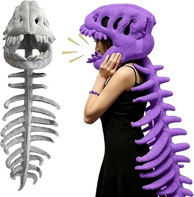 ZBH1985 Kids Adults Spinosaurus Plush Dino Outfit 3D Dinosaur Skeleton Hat Performance Prop with Dinosaur Voice