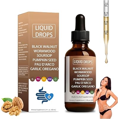 Nutralis Black Walnut Wormwood Gut Cleanse, Wormwood Black Walnut Clove Drops, with Soursop, Pumpkin Seed, PAU Darco, Garlic Oregano, Improve Sagging, Lift and Firm The Skin
