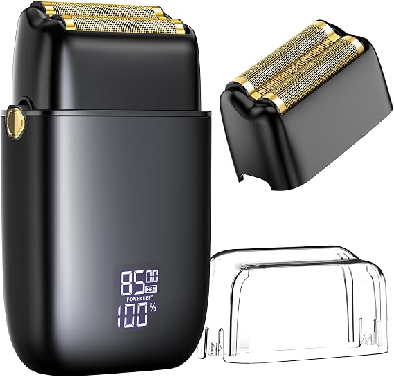 Electric Foil Shavers for Men: Close Shave Electric Razors with 3 Floating Blades, IPX7 Waterproof Wet Dry Face Razor with Big LED Display, Cordless Beard Trimmer with 3 Gears Adjustable (Black)