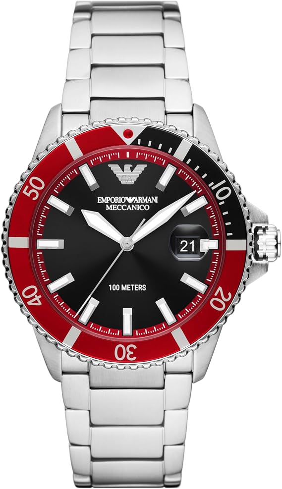 Emporio Armani World Explorer Dive-Inspired Men's Watch with Stainless Steel, Silicone or Leather Band
