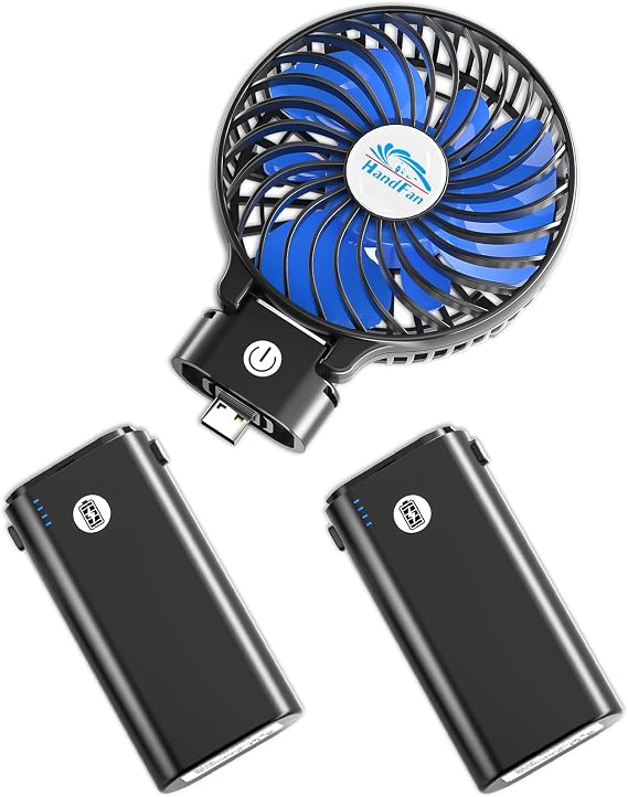 HandFan 10400mAh Portable Handheld Fan, 40Hrs Long-Lasted Hand Fan Rechargeable, Mini Personal Fans Foldable, Heavy Duty Battery Fans for Travel Beach