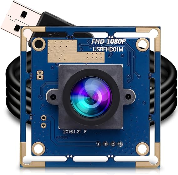 ELP USB Security Camera Module, 1080P/30FPS Wide Angle High Speed PC Camera | 100FPS/480P, 60FPS/720P, 30FPS/1080P, M12 Mount, UVC USB2.0 Video Webcam, Industrial Lightburn Camera for Laptop, Jetson Nano
