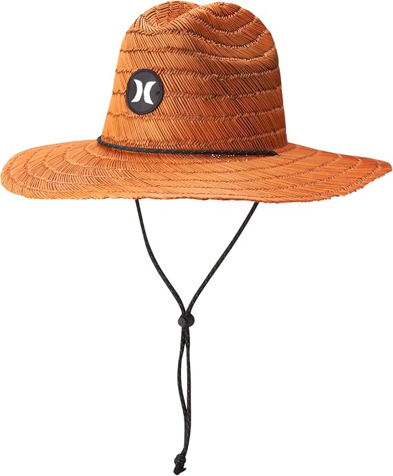 Hurley Mens Weekender Natural Straw Sun Hat, Medium Brim, Chin Strap | Lightweight Woven Texture Stays Cool Outdoors, Adjustable Toggle Secures an Easy Fit, Great for Beach or BBQ Days