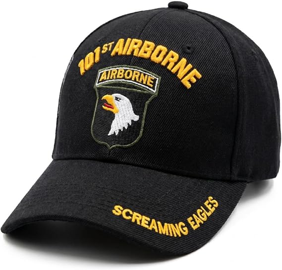US Army Officially Licensed 101st Airborne Division Screaming Eagles Embroidered Black Adjustable Baseball Cap