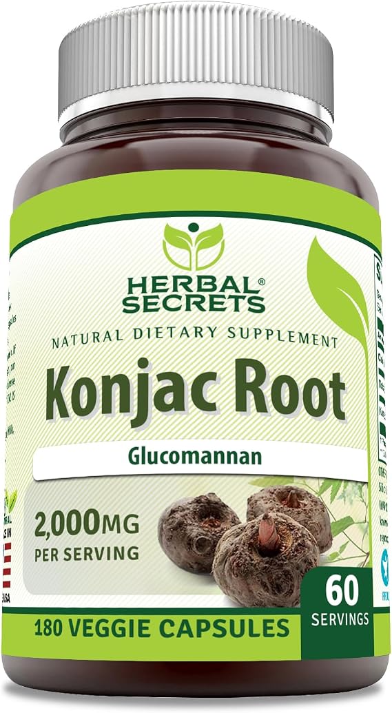 Herbal Secrets Konjac Root Supplement | 2000 Mg | 180 Veggie Capsules | Non-GMO | Gluten Free | Made in USA